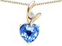 1.95 cttw 925 Sterling Silver 14K Yellow Gold Plated Genuine Heart Shaped Blue Topaz Pendant - Gold Plated Silver