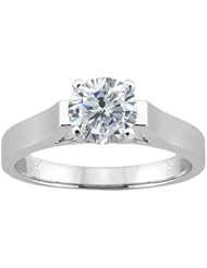 1.00 Ct Round H/I I1 Diamond 18K White Gold Ring