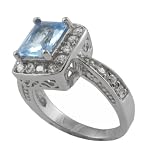 Sterling Silver Rectangular Cut CZ Ring with Filigree Accents