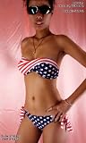 AMERICAN FLAG BANDEAU USA BIKINI TWISTED TUBE PADDED STARS & THIN STRIPES BRIEF STRAPLESS SEXY U.S.A. S, M, L & XL