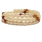 Carnelian Bracelet 10 Coil Pearl White Orange Crystal Healing Gemstone