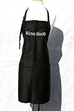 Black Embroidered Deluxe Apron Wine Snob