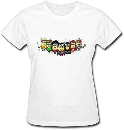 YXY Women's Minions Despicable Me Superhero Yellow People Short Sleeve T-Shirt M White