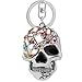 New ArrivalWhite Rhinestone Inlaid Skull Keychain Trendy and Punk Style Key Chain Unisex Gift (Grey FBA)