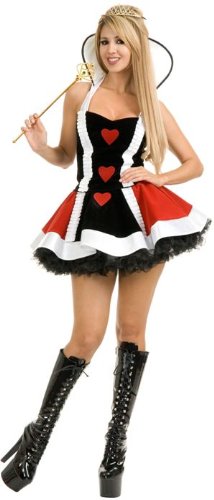 Charades Sexy Queen Of Hearts Velvet Dress Halloween Costume XS