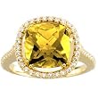 14K Yellow Gold Citrine and Diamond Ring