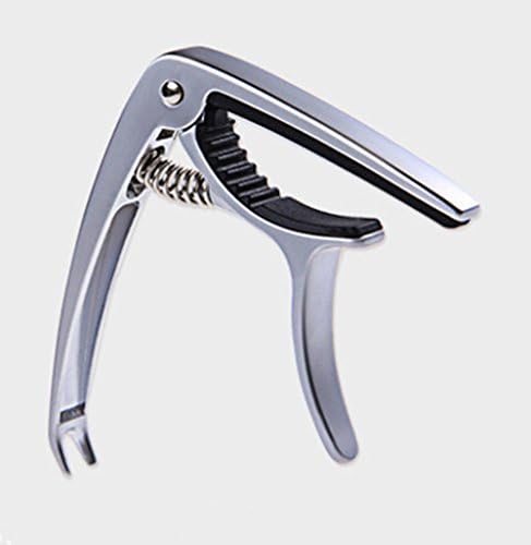 RENAZA 6 String Acoustic and Electric Guitar Capo Integrated Bridge Pin Puller, Silver