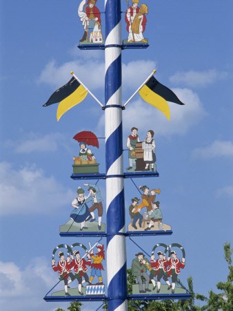 Maypole at Viktualien Market in Munich, Bavaria, Germany