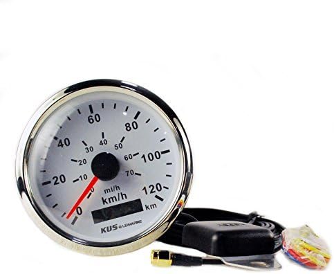 KUS GPS Stainless Steel Bezel Speedometer Gauge 85mm 12V/24V Marine Boat White by New KUS
