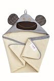 3 Sprouts Organic Hooded Towel, Monkey Gray