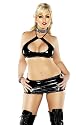 Exposed Black Liquid Onyx Halter Bra Mini Skirt and G-string -Exiting Hot! Wet Look PLUS SIZE
