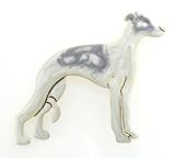 Whippet Mini Greyhound Silver & Enamel Pin