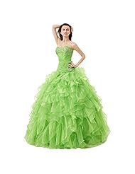Organza Sweetheart Sequined Pleated Ruched Tiered Pageant Dress/Quinceanera Dress/Wedding Party Dress 