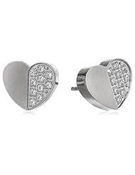 Womens Stainless Steel with Cubic Zirconia Heart Earrings