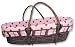 Moses Basket Set - Chocolate Basket With Maya Pink & Brown Wrap Style Bumper And Pink Mattress Cover Sheet. Mattress Included. (Mbc + Mbmc-P + Mbb May)