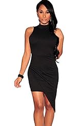 Sexy Polyester/Spandex Cocktail Keyhole Asymmetric Bodycon Dress/Little Black Dress/Party Dress/Mini Dress 