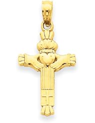 14k Gold Claddagh Cross Charm