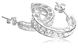 Silver Pave Cubic Zirconia 1/2 Hoop Earrings