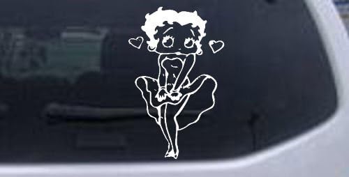 White 12in X 7.6in -- Betty Boop Skirt Cartoons Car Window Wall Laptop Decal Sticker