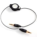 Retractable 3.5mm Aux Auxiliary Cord for iPod, Mp3 Players, Cell Phones, PDA's or any device with a standard 3.5 mm headphone jack ~ Black ~