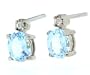 0.66Ct Oval Aquamarine Stud Earring with Diamond in 14Kt White Gold