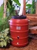 53 Gallon Terra Cotta colored plastic rain barrel