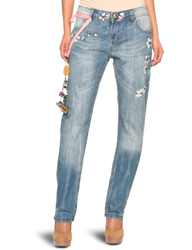Desigual Damen Jeans – Straight Fit Mit Landschafts-Patch, Aus Nachhaltiger Baumwolle