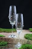 Gift Idea Art Crystal Decorative Amber & Sterling Silver 2 Wine Glass