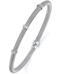 Sterling Silver - Silver Cubic Zirconium Bangle