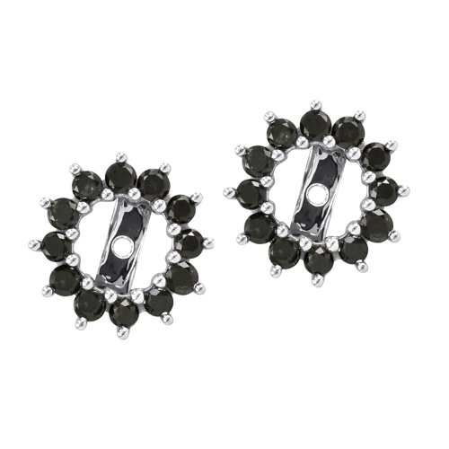 14k White Gold Black Diamond Earring Jackets (1/2 cttw)