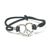 Silver Plated Heart Shape Peace Sign Stretch Bracelet, Asst. Colors