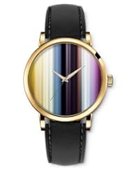 SPRAWL Aanalog Fashion Series Gold Ladies Watches of Genuine Black Leather Strap,Unique Wrist Watch for Women Girls Designed with Vertical color bars