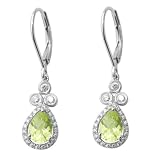 10k White Gold Peridot and Diamond Lever Back Earrings (1 5 cttw, H-I Color, I1-I2 Clarity)