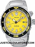  : Seiko Men's Kinetic 200m Diver Watch Model SKA385P1 (Yellow Face/Black Bezel)