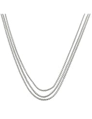 Rhodium-Plated 925 Sterling Silver Triple Strand Coreana Chain