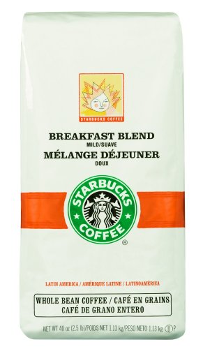 Starbucks Breakfast Blend Whole Bean Coffee, 40-Ounce Bag