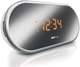 Philips AJ1000/12 Radio reloj Pantalla acabada en espejo de diseño compacto (plateado)