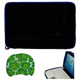Black with Magic Blue Trim Protective Nubuck Carrying Sleeve Case Cover with Cushioned Interior Bubble Padding and Exterior Accessory Pocket for Acer Aspire TimelineX AS1830T-68U118 11.6-Inch Laptop + INCLUDES!!! Bestpricecenter Mouse Pad