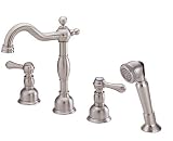 Danze D306757BN Opulence Double-Handle Roman Tub Faucet with Deck Spray, Brushed Nickel