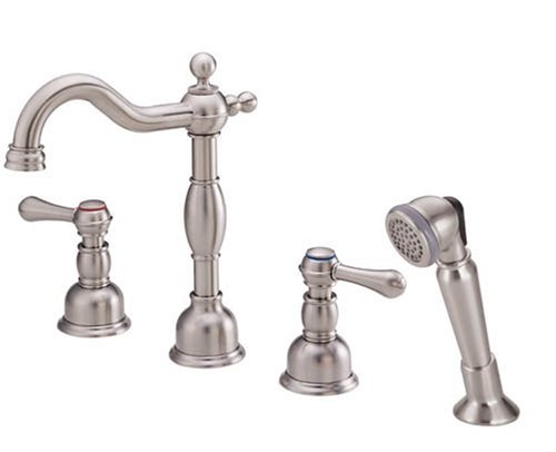 Danze D306757BN Opulence Two Handle Roman Tub Faucet with Deck Spray, Brushed Nickel