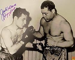 Jake Lamotta Signed 16X20 Photo - (Lamotta With Joe Louis) - Boxing - Authentic Autographed