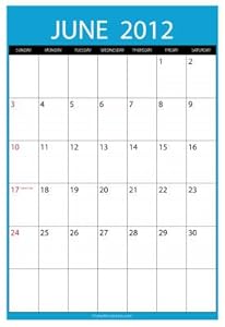 June 2012 Monthly Organization Calendar Poster
