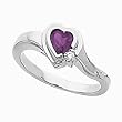 14K White Gold Heart Shaped Amethyst and Diamond Ring