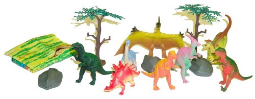 Childrens Toyshop  Toys : Dinosaur Tub with Playmat & Accessories 12 pcs (SV6610)