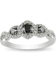 10k White Gold White and Black Accent Diamond Ring (0.504 Cttw, G-H Color, I2-I3 Clarity)