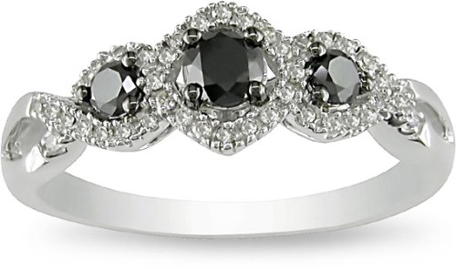 Buy 10k White Gold 1/2ct TDW Black Diamond Ring Buy 10k White Gold 1/2ct TDW Black Diamond Ring