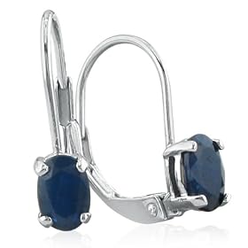Sterling Silver and Sapphire Leverback Hoop Earrings (1.20ct tgw)