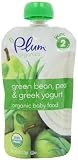 Plum Organics Baby Second Blends, Green Bean, Pear and Greek Yogurt, 4-Ounce (Pack of 12)