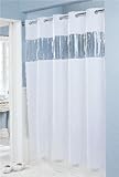 Vision VINYL Shower Curtain HOOKLESS - BEIGE with Clear Top
