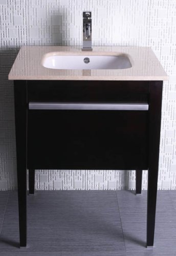 26″ Bathroom Vanity Marble Countertop, Ceramic Undermount Sink, Drain, New #33C